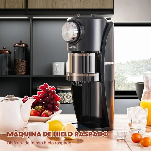 Vista 6 de Máquina de Hielo Raspado - Máquina de Conos de Nieve Equipada con Cuchilla de Acero Inoxidable, Botón de Ajuste para Regular Libremente el Grosor