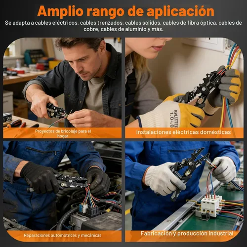 Vista 7 de Herramienta pelacables mejorada 2026, crimpadora de corte multifuncional 25 en 1 y llave de perno de tuerca, cables de 16 AWG a 3 AWG, pelacables