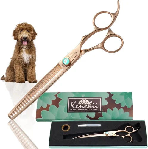 Vista 11 de Kenchii Rose - Tijeras de aseo para perros de 7 pulgadas, curvadas