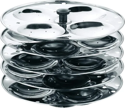 Vista 6 de Vinod Soporte Idli de acero inoxidable adecuado para cocina india - Soporte de 3 niveles - Hace hasta 12 Idlis - Resistente al polvo - Platos