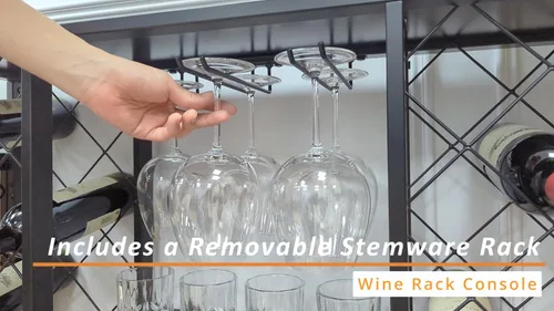 Vista 7 de Mango Steam Consola de estante de vino con mesa de cristal (34 botellas, negro)