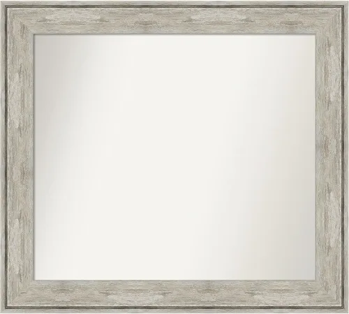 Vista 48 de Amanti Art Espejo de baño plateado para sobre el fregadero, 28 x 37 pulgadas, elegante espejo rectangular de peltre cepillado, marco de madera
