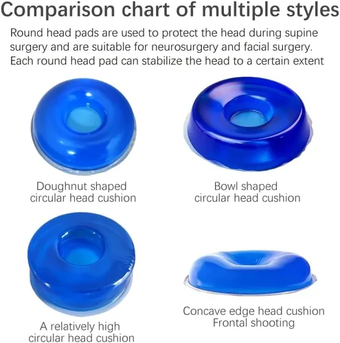 Vista 3 de Gel Head Positioning Cushion, Round Medical Support Pillow, Blue, 7.9 x 3.54 x 1.38 inches