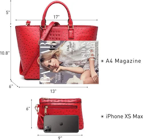 Vista 4 de Dasein Women Satchel Purse Handbag Shoulder Bag Work Tote Bag with Matching Clutch