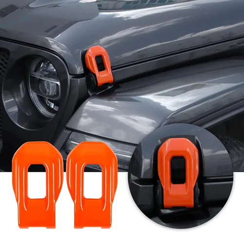 Vista 9 de Voodonala Para Jeep JL ABS Capó Cierres de Hebilla de Motor Cierre de Capó Cubierta Decoración Cubierta de Protección para Jeep Wrangler JL JLU