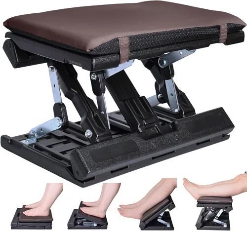 Vista 10 de Reposapiés ergonómico para debajo del escritorio en el trabajo, con altura y ángulo ajustables, taburete plegable con almohadilla extraíble cuentas