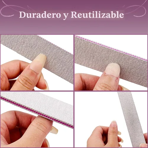Vista 4 de HeeYaa Lima de uñas, 12 unidades, profesional, reutilizable, grano 100/180, de doble cara, lavable, herramientas de manicura para extensión de uñas