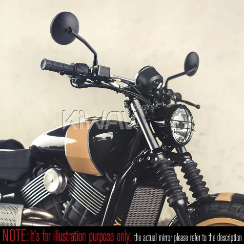 Vista 3 de KiWAV Eclipse Espejos Retrovisores Negros para Motocicleta de Aluminio Compatibles con E-mark para Motocicleta M10 Métrica