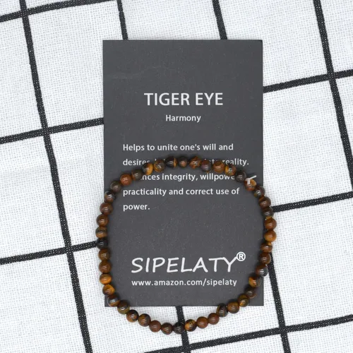 Vista 2 de Pulsera de piedras preciosas naturales con cuentas de 532 de pulgada, para parejas