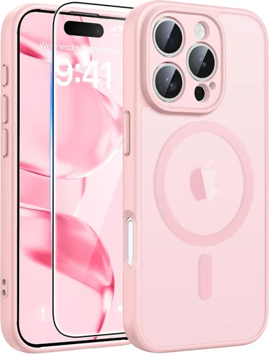 Vista 145 de FNTCASE - Funda para iPhone 16 Pro: magnética, mate, translúcida, de grado militar, protectora contra caídas, resistente, fina, duradera y a prueba