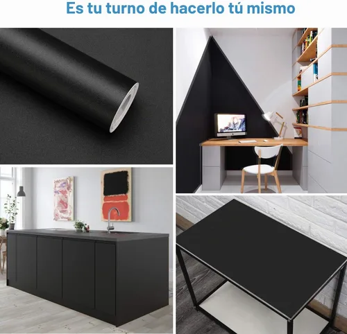 Vista 6 de Oxdigi - Papel de pared autoadhesivo de desprender y pegar, película decorativa que se puede retirar para estantes, gabinetes, mesas, cajones Negro