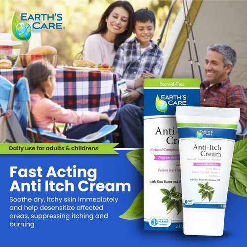 Vista 2 de Earth's Care Crema antipicazón, extra fuerte, alivia quemaduras solares, erupciones e irritaciones menores de la piel, 2.4 onzas