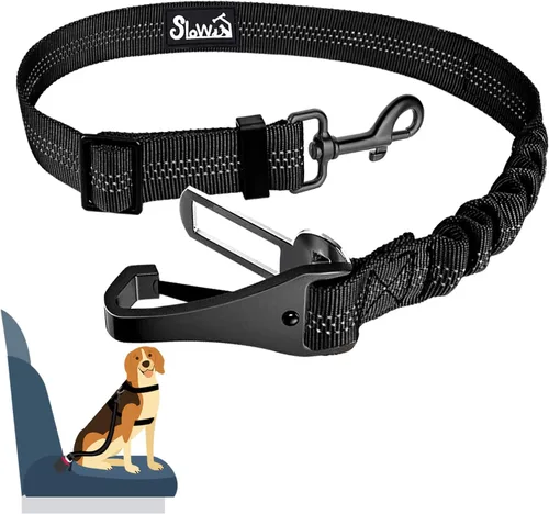Vista 14 de SlowTon Cinturón de seguridad para perro, correa de cinturón de seguridad ajustable para perro, 2 en 1, cinturón de seguridad para perro