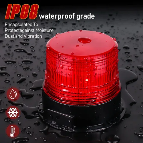 Vista 4 de AnTom Luces Estroboscópicas Inalámbricas Magnéticas, LED Rojo Batería Recargable Luz de Baliza de Advertencia de Seguridad para Techo de Vehículo
