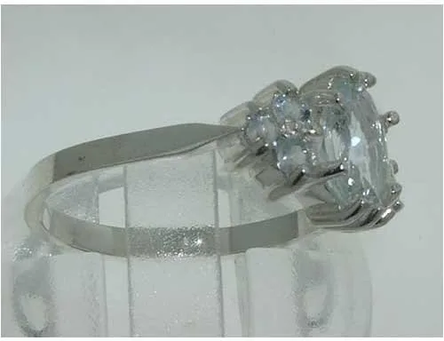 Vista 3 de Anillo de plata de ley 925 auténtica aguamarina para mujer