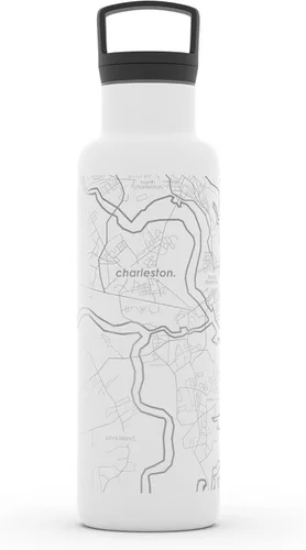 Vista 17 de Well Told Botella de agua aislada con mapa de Washington DC grabado, botella de acero inoxidable grabada (21 onzas, blanco) botella aislada de mapa