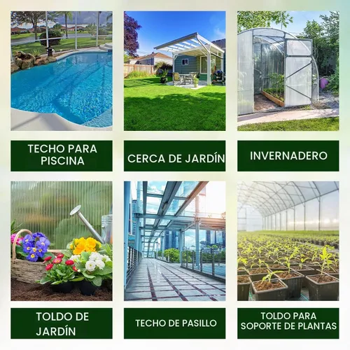 Vista 6 de Tatuo Paquete de 5 Paneles de Policarbonato para Invernadero de 6' x 2' x 0.16'' Láminas de Policarbonato Paneles de Techo de Doble Pared