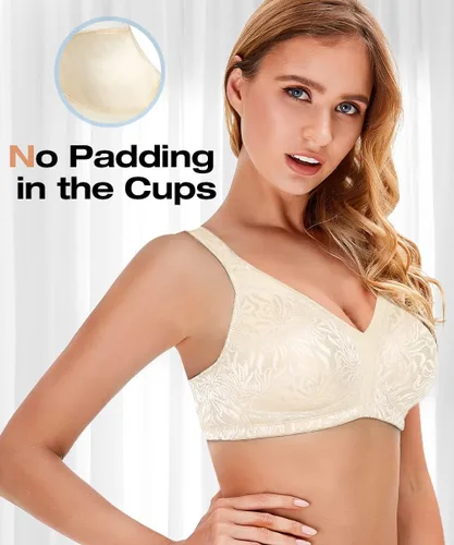 Vista 6 de Wingslove Sujetador reductor sin aros para mujer, talla grande, sin relleno, suave, figura completa