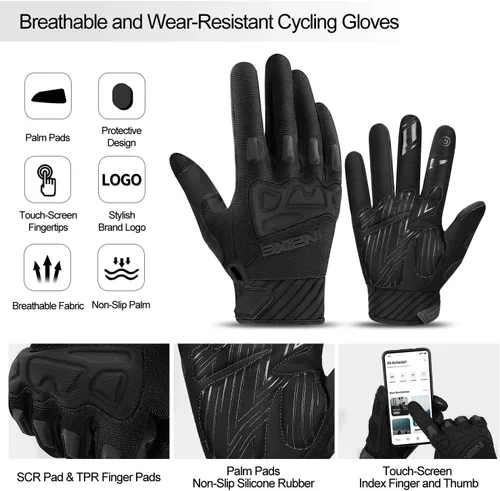 Vista 9 de INBIKE - Guantes para bicicleta de montaña para hombres con protección para nudillos, acolchados, guantes de ciclismo transpirables para MTB