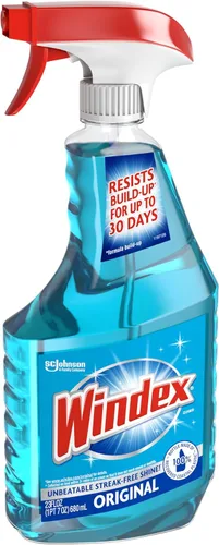 Vista 11 de Botella de Windex para limpiar vidrio y limpiador de ventanas, 100 % plástico reciclado, color azul original, 23 fl oz