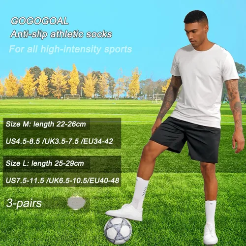 Vista 5 de GOGOGOAL Calcetines deportivos antideslizantes para hombres y mujeres, calcetines de fútbol con agarre, calcetines de entrenamiento deportivo