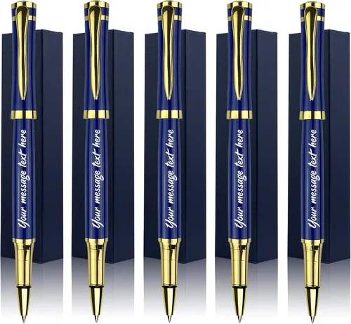 Vista 12 de Ancolo Bolígrafos Negros Personalizados para Negocios Ejecutivos - Punta Media con 10 Recambios de Tinta Negra Personalizados con Tu Nombre