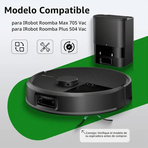 Vista 2 de Paquete de 6 cepillos laterales de repuesto compatibles con iRobot Roomba Max 705 Vac/Plus 504 Vac Robot, cepillos de barrido de bordes, accesorios