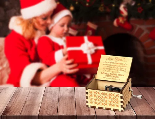 Vista 3 de Cajas de música de madera, caja de música vintage con manivela para niños y hijos, regalos para Navidad, Acción de Gracias, cumpleaños, boda, día