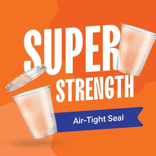 Vista 4 de Vasos de plástico transparente de 12 onzas con tapas con ranura para pajita [100 juegos] Vasos de plástico desechables PET transparente como cristal