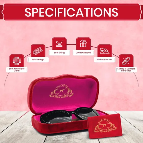 Vista 5 de Modern Eyewear Estuche rígido para gafas Funda protectora de terciopelo para gafas Estuche para gafas de sol con paño de limpieza