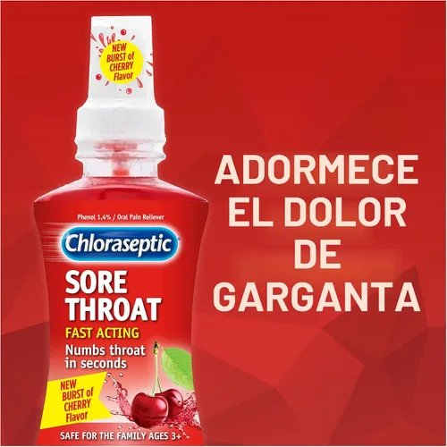 Vista 5 de Chloraseptic - Spray para el dolor de garganta, sabor a cereza, 6 fl oz (177 ml)