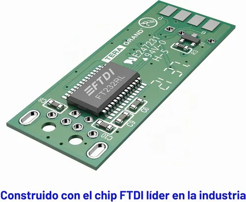 Vista 6 de Tera Grand - Adaptador Premium USB 2.0 a RS232 Serial DB9 - Compatible con Windows 11,10, 8, 7, Vista, XP, 2000, 98, Linux y Mac - Construido