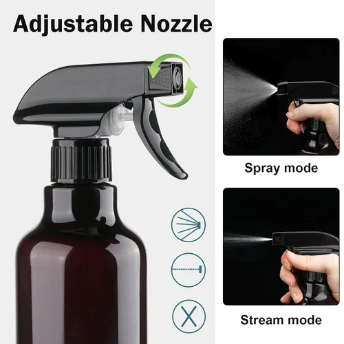 Vista 3 de Botellas de spray de plástico Hethyo Botellas de spray vacías 16.9oz/500ml Paquete de 2 botellas de pulverización resistentes Botella de agua