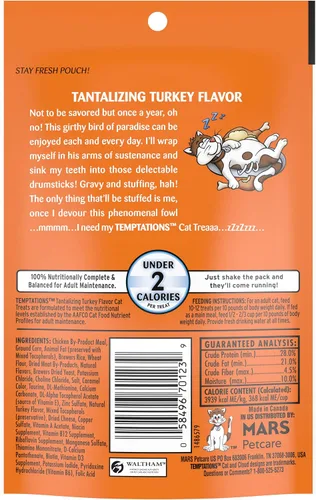 Vista 3 de Temptations Golosinas para gatos, golosinas clásicas crujientes y suaves para gatos, sabor tentador a pavo, bolsa de 3 onzas (paquete de 12)