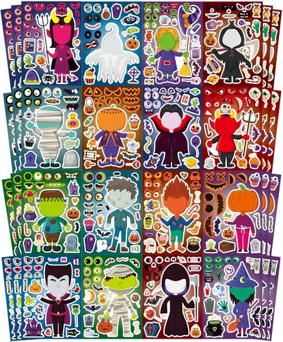 Vista 19 de 48 hojas de calcomanías para hacer una cara para niños, haz tus propias Animal