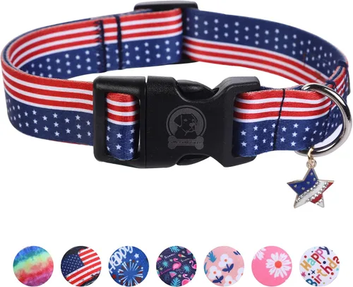 Vista 9 de MR. CHUBBYFACE - Collar de cumpleaños para perro con patrones, suave, ajustable, para perros pequeños, medianos y grandes