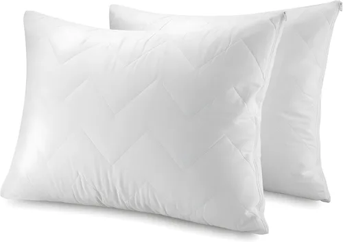 Vista 2 de Waterguard Protector de almohada acolchado, resistente al agua y a prueba de chinches de tamaño estándar con cremallera, fundas de almohada