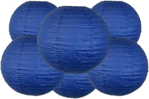 Vista 22 de Paquete de 6 linternas redondas de papel, decoración de boda y fiesta de cumpleaños (azul bebé, 4 pulgadas/3.9 in)