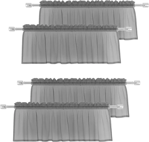 Vista 18 de Cenefas traslúcidas beige de 18 pulgadas, cortinas para ventana de sala de estar, dormitorio, cocina, mini paneles de cortina cortos pequeños