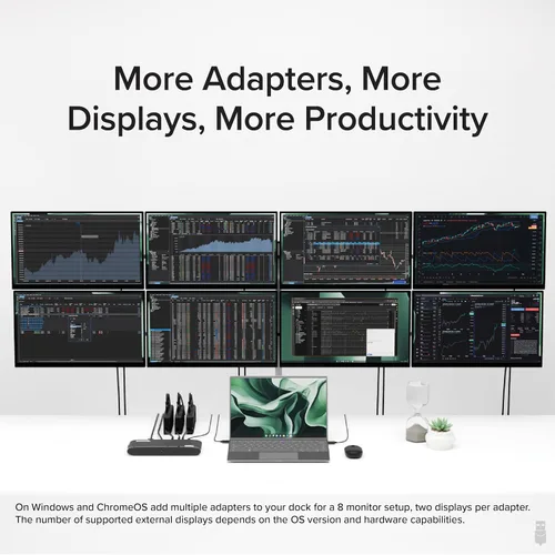 Vista 4 de Plugable Adaptador Dual Monitor 4K DisplayPort y HDMI para USB 3.0 y USB-C, Compatible con Windows y ChromeOS