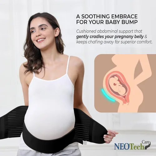 Vista 33 de NeoTech Care Cinturón de maternidad para embarazo, soporte para espalda, abdomen, cintura, pelvis (talla L, color marfil)