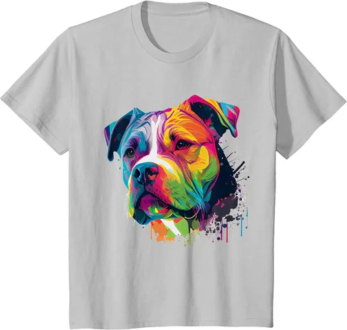 Vista 73 de Colorful American Bulldog American Bully Men Women T-Shirt Asphalt Grey
