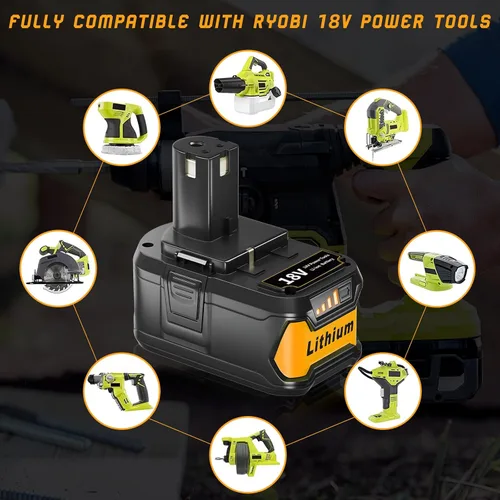 Vista 6 de FERRYBOAT Batería de repuesto P108 para Ryobi 18 V, iones de litio recargable ONE + 7.0 Ah P103 P104 P105 P107 P102 P109 P190 P191 P122, paquete de 4