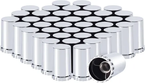 Vista 13 de 33mm Cubiertas de tuerca de lengüeta, 33mm x 3 1/2 pulgadas de plástico ABS cromado, cilindro de tuerca con rosca, cubiertas de tuerca de lengüeta