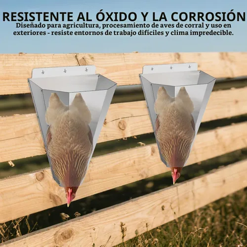Vista 7 de Cono de pollo grande para carnicería, conos de acero inoxidable