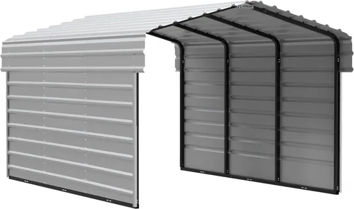 Vista 21 de Arrow Carports - Cochera de acero galvanizado, kit de cochera de metal compacto, 10 x 15 x 7 pies, cáscara de huevo Eggshell