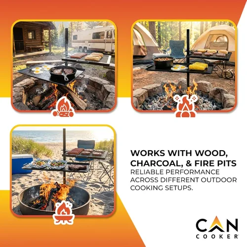 Vista 2 de GameMaker Parrilla de Cocina de Fuego Abierto – Parrilla de Campamento Portátil para Cocina de Llama Abierta, Fogatas, Anillos de Fuego al Aire