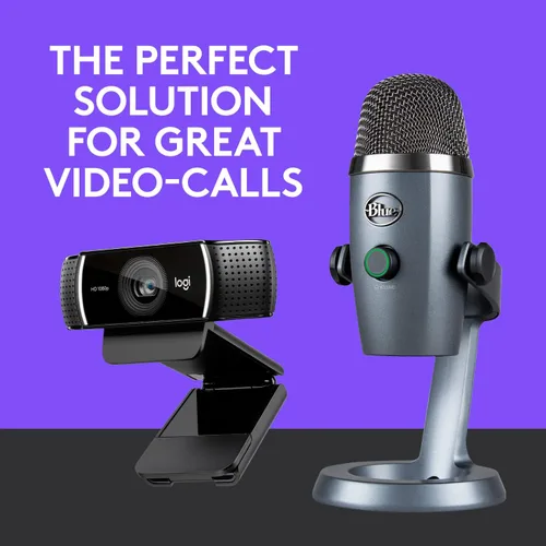 Vista 2 de Logitech C922x Pro Stream Webcam - Cámara Full HD de 1080p con micrófono USB de condensador profesional Blue Yeti Nano