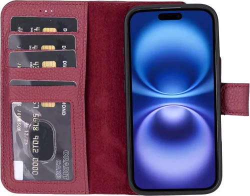 Vista 74 de HARDISTON Funda de piel auténtica hecha a mano compatible con iPhone 11 Pro de 5.8 pulgadas, funda magnética desmontable con tarjeteros - bordes