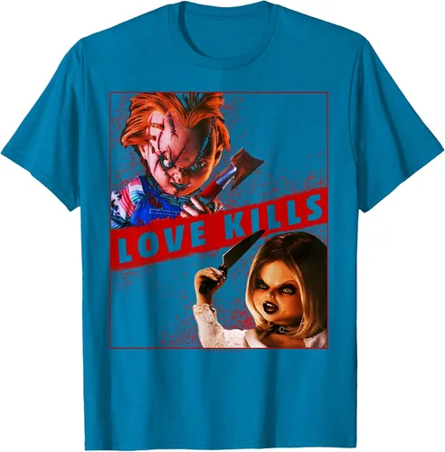 Vista 10 de Child's Play Chucky and Tiffany Love Kills T-Shirt Asphalt Grey